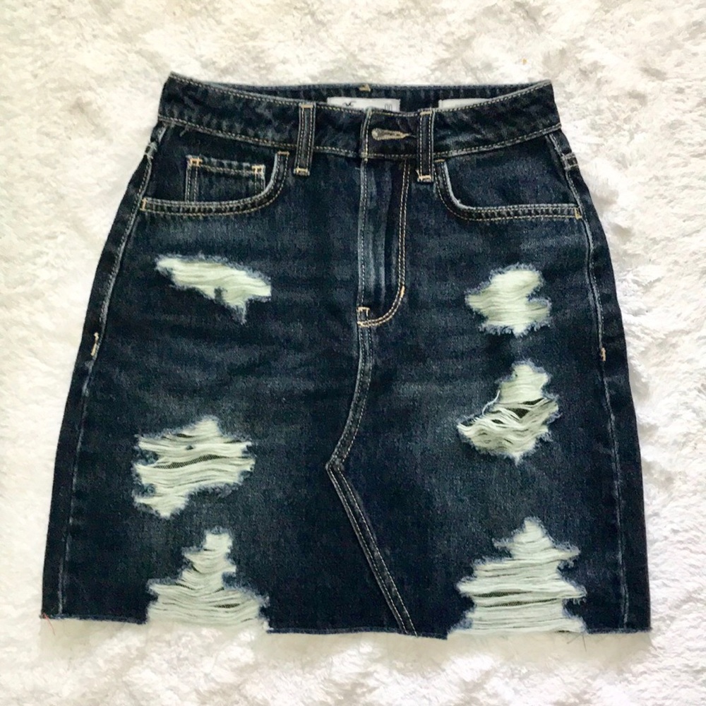 ripped ultra high wasted skirt